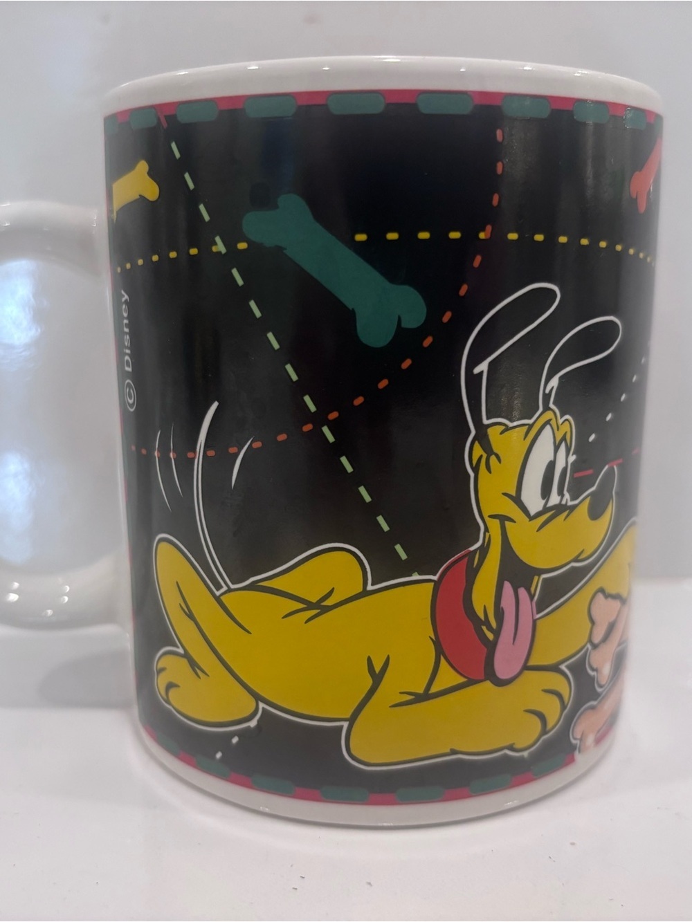 Vintage Disney Mickey Mouse & Pluto Coffee Mug Danawares Montreal Ceramic Cup